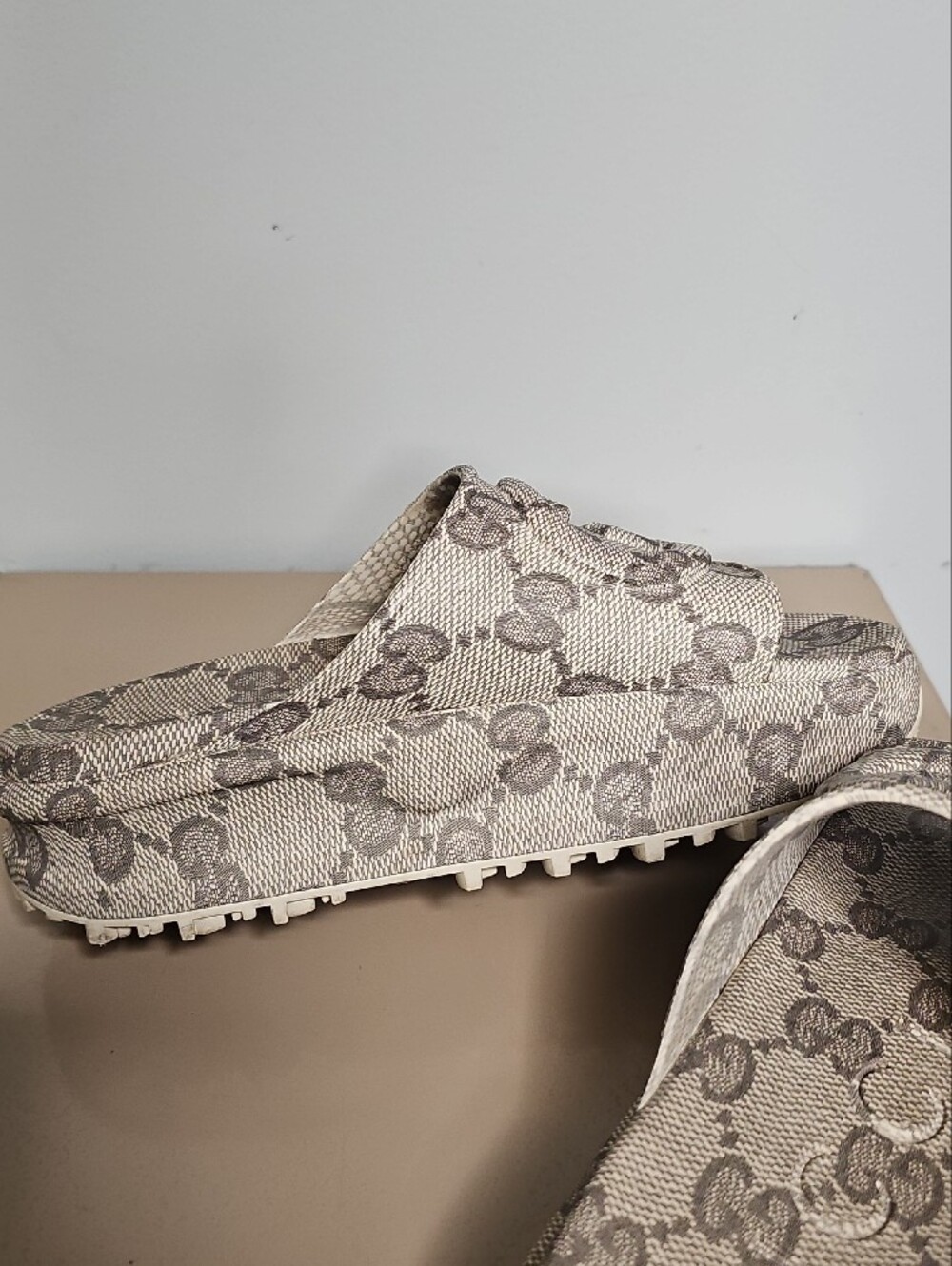 Gucci GG Monogram Platform Slide Sandals Size 38/7.5-8 - Picture 7 of 16